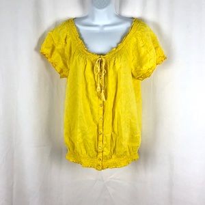 Izod Cotton eyelet lace button front top S